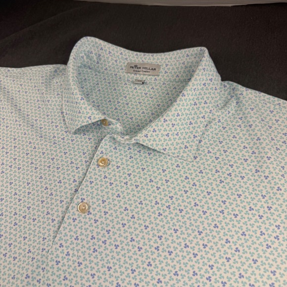 Peter Millar Other - Peter Millar Summer Comfort Mens XXL Blue Floral Clover Golf Polo Shirt XXL